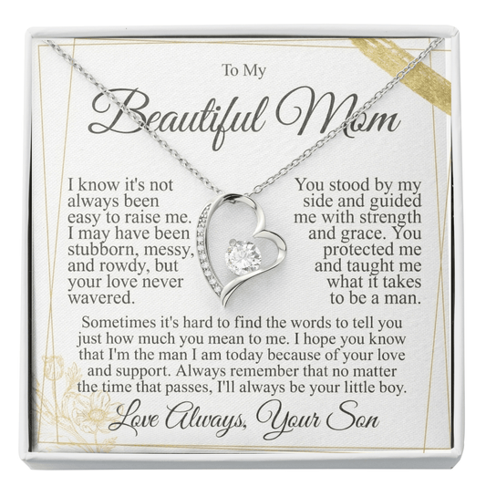 To My Mom - Heart Necklace Gift From Son