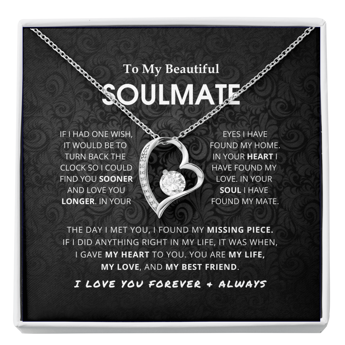 Beautiful Soulmate - Forever Love Pendant Necklace Gift Set