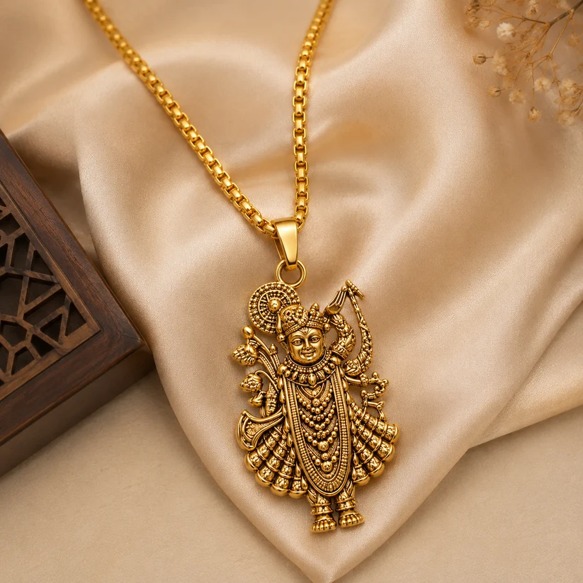 Daughter Shreenathji Gold Necklace – A Parent's Divine Blessing