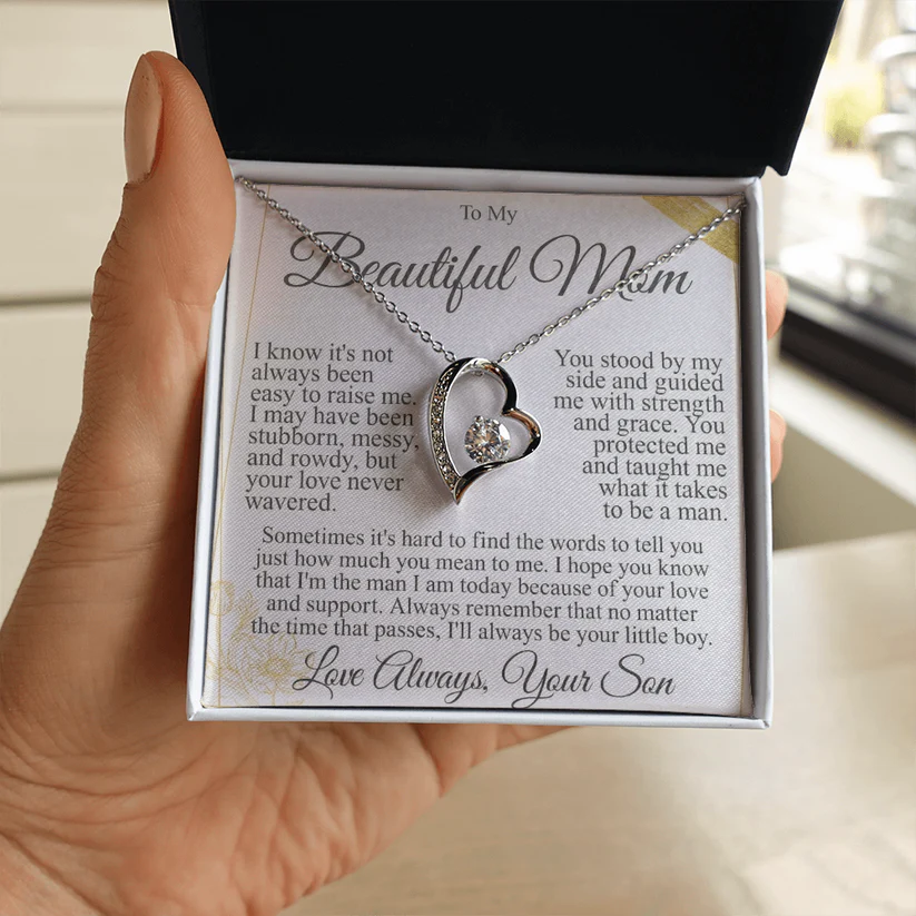 To My Mom - Heart Necklace Gift From Son