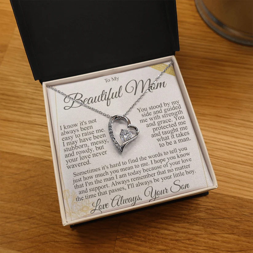 To My Mom - Heart Necklace Gift From Son